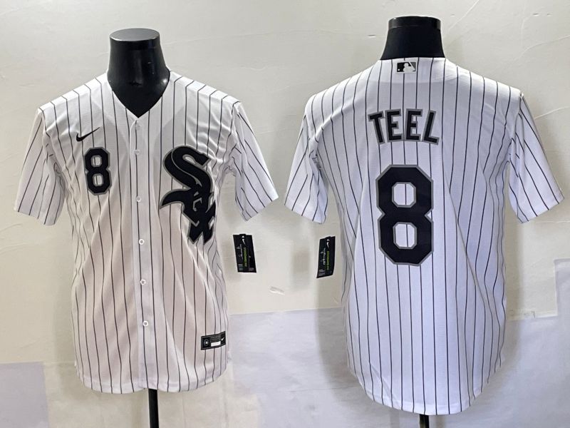 Men 2025 Chicago White Sox #8 Teel White Stripe Game Nike MLB Jersey style 9
